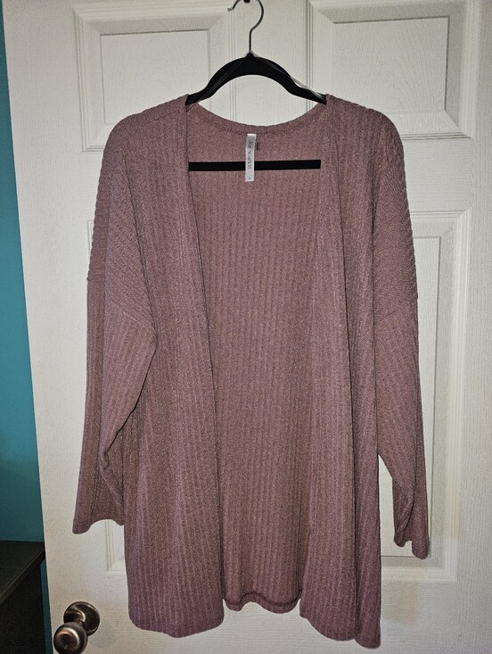 Dear Scarlett Sweaters - Open-Front Ribbed Cardigan Sweater - Dusty Mauve XL Dear Scarlett